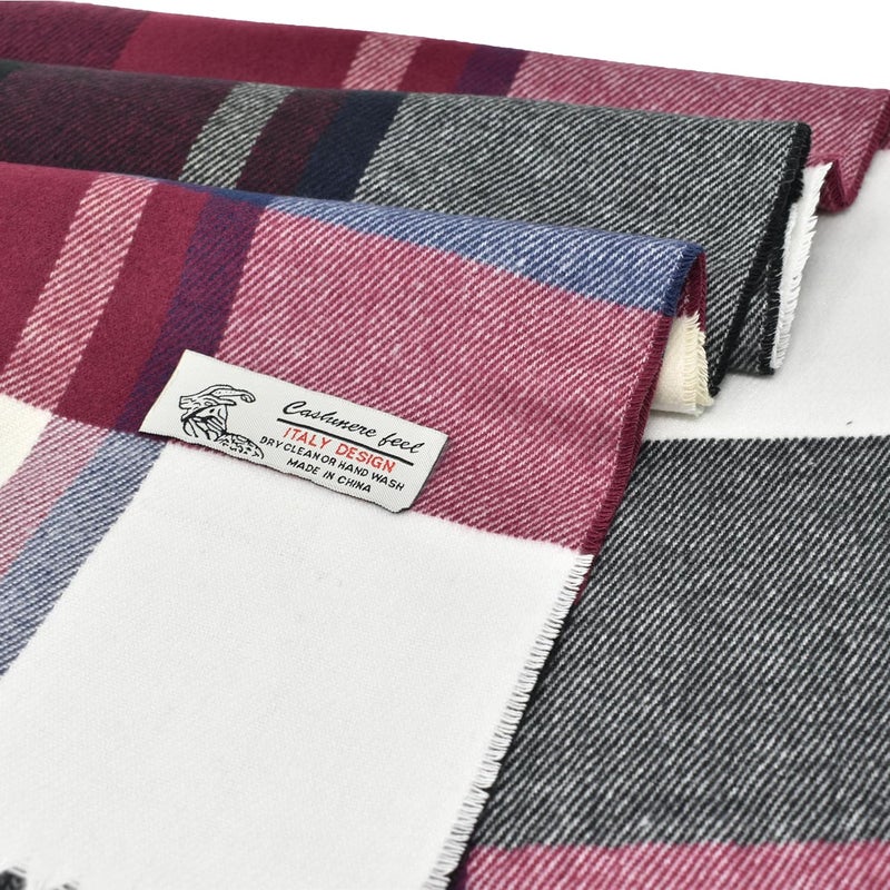 Glory Max Classic Plaid Striped Luxurious Checked Pattern Winter Scarf For Men Women Soft Cashmere Feel 72"x12" - Image 2